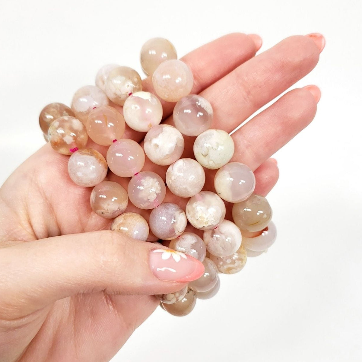 Flower Agate 12mm Beaded Bracelet for Bold Growth and Grounding