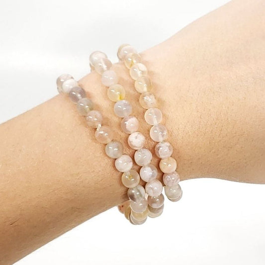 Flower Agate 6mm Beaded Bracelet for Growth and New Beginnings