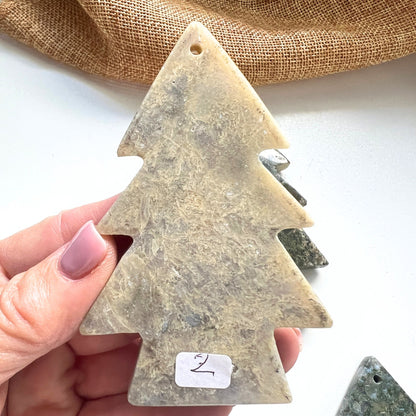 Christmas Tree Shaped Ornament - Green Moss Agate