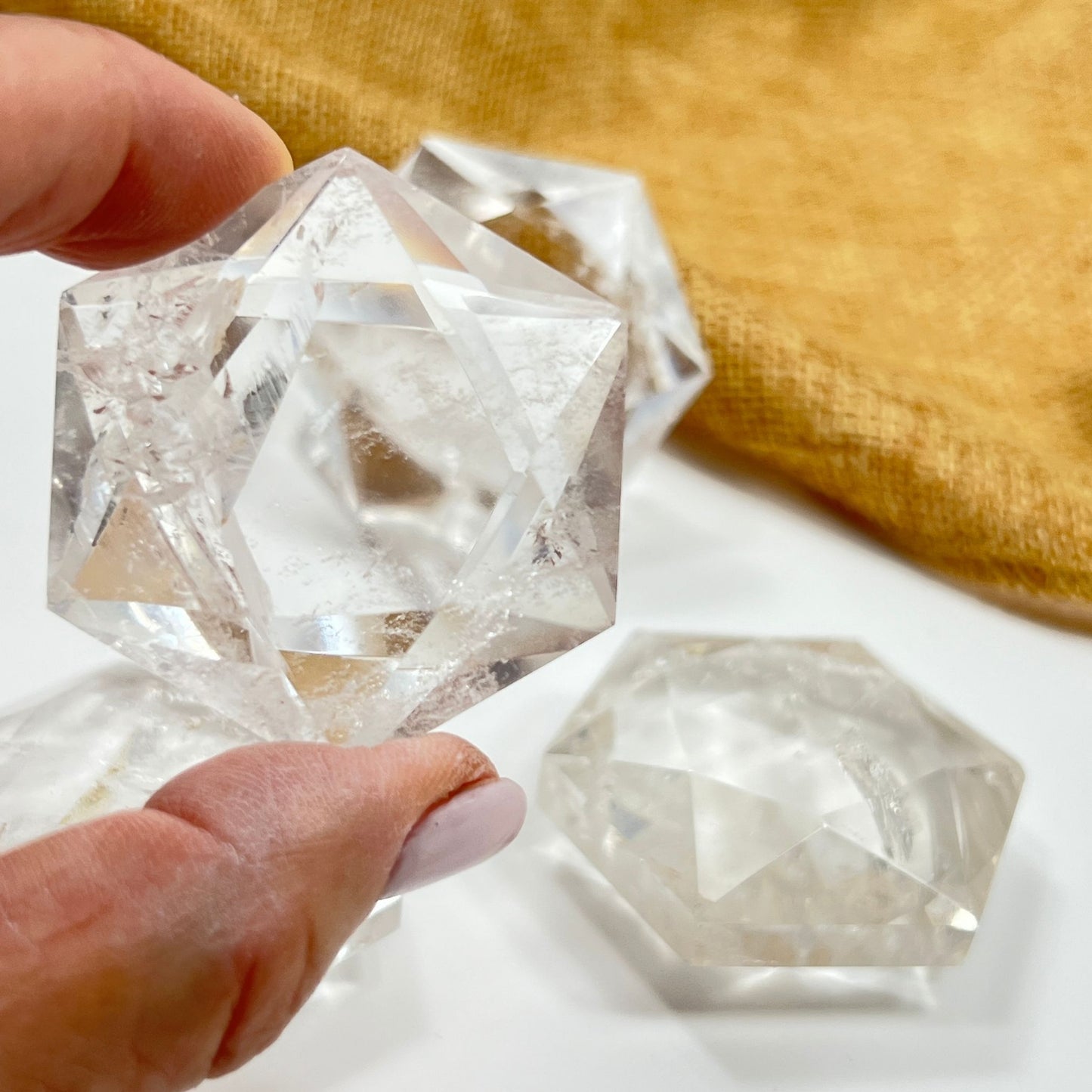 Medium Clear Quartz Hexagon Crystals - High Quality Star of David