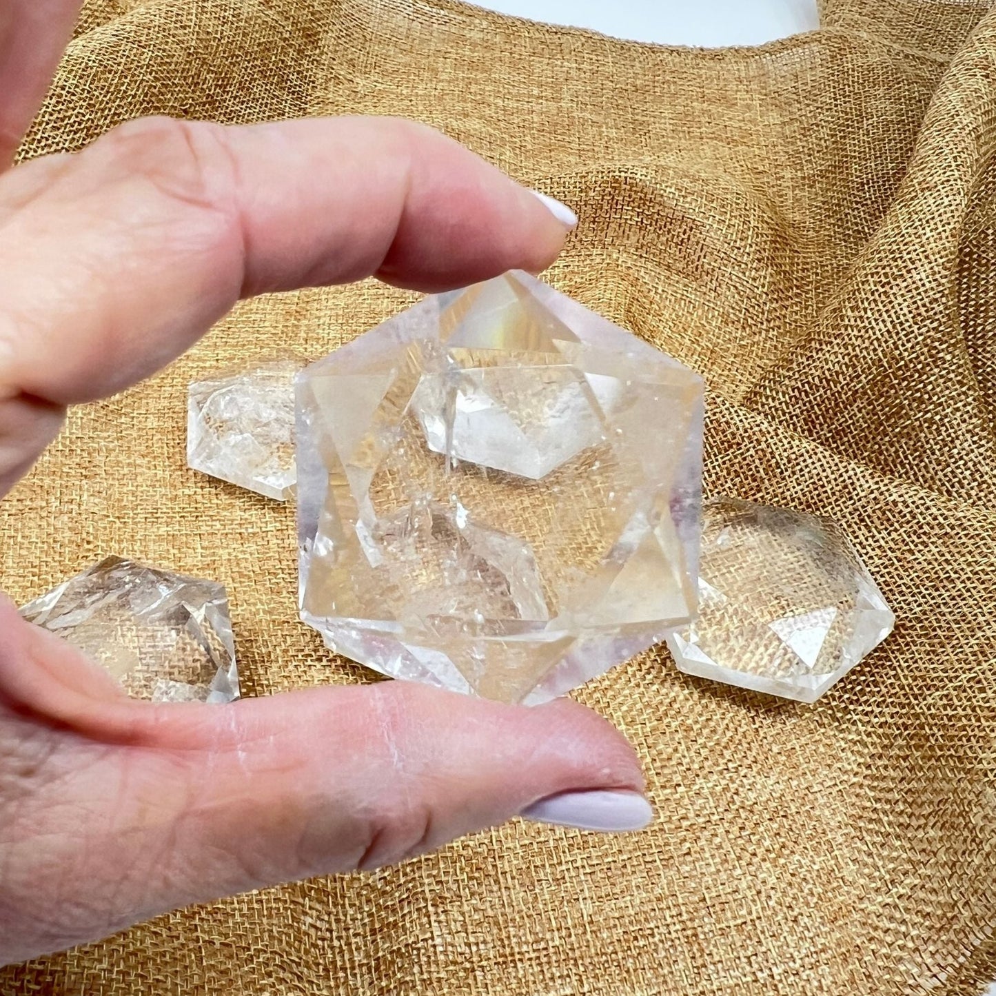 Medium Clear Quartz Hexagon Crystals - High Quality Star of David
