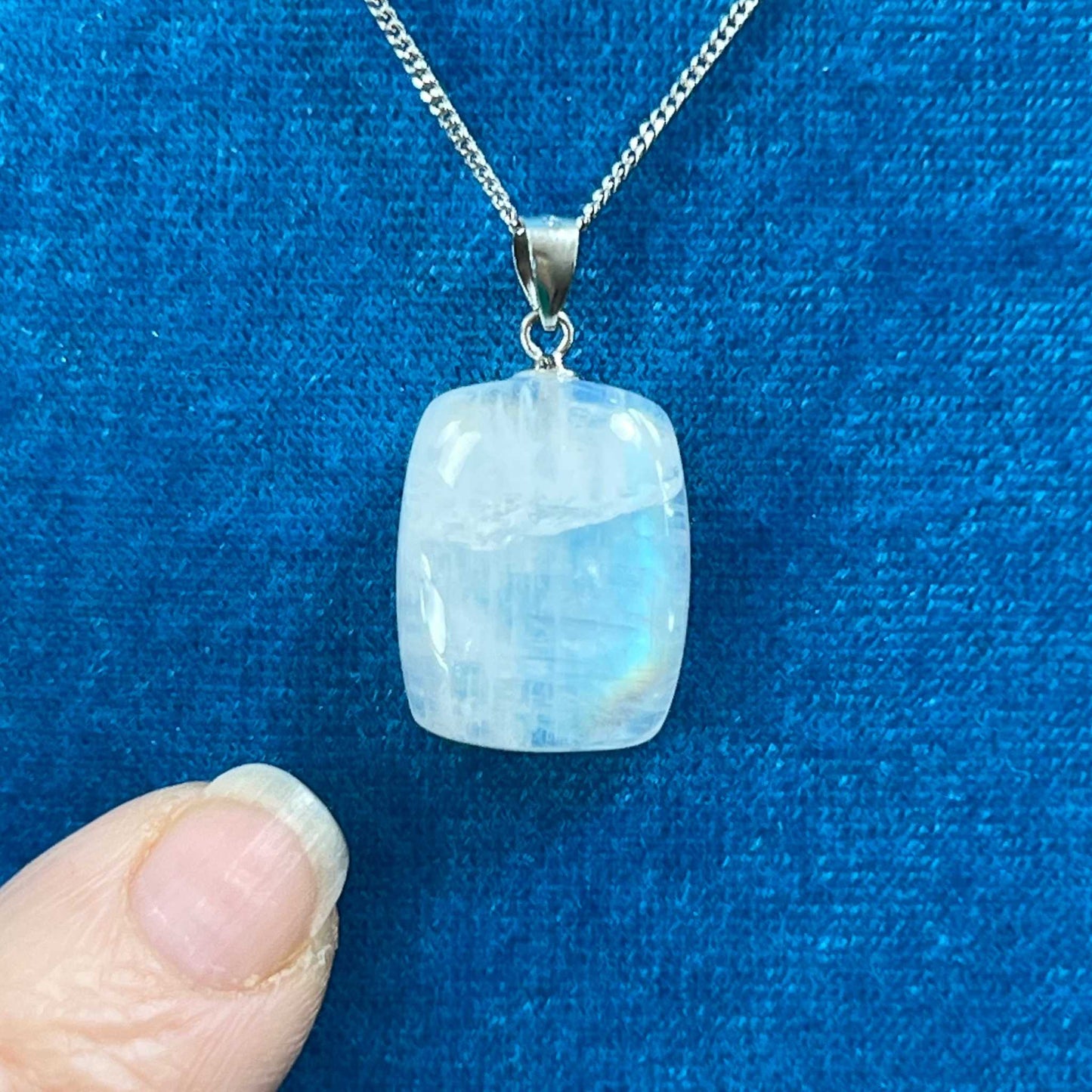 AAA Moonstone Crystal Pendant on a Delicate Sterling Silver Chain