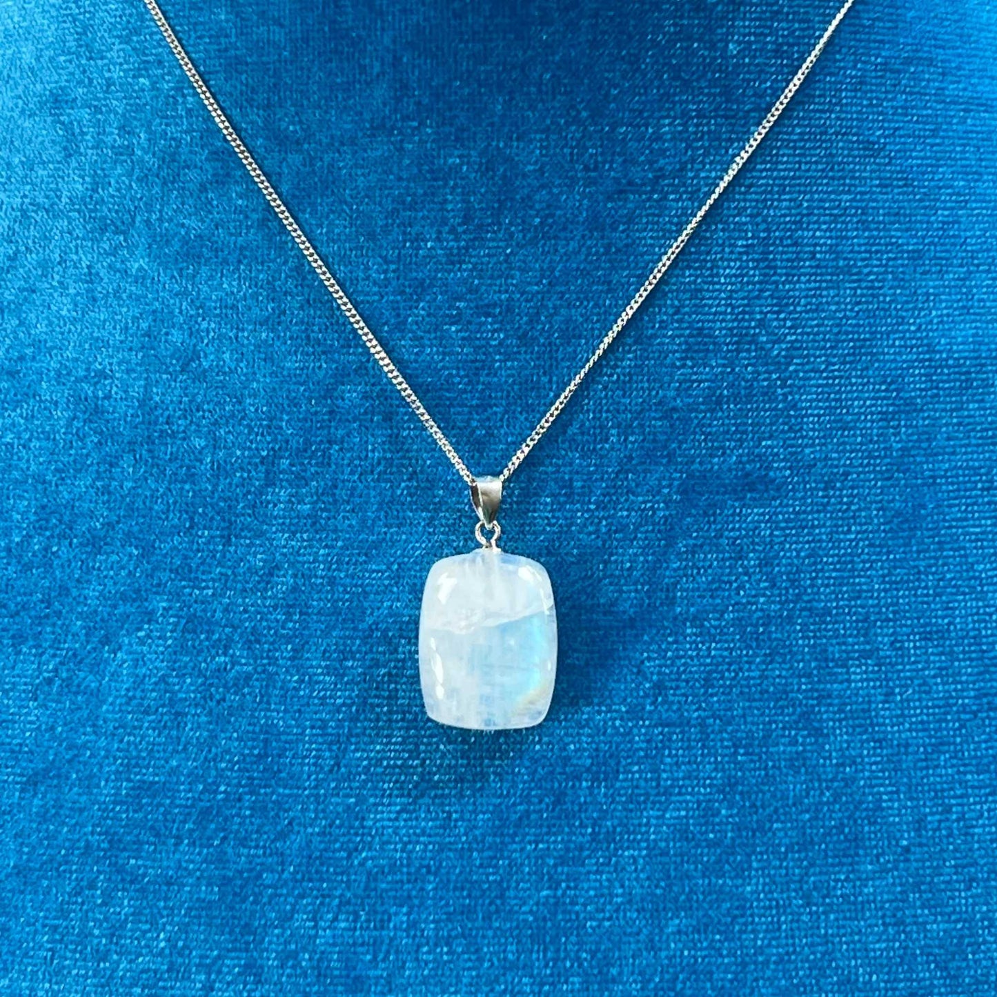 AAA Moonstone Crystal Pendant on a Delicate Sterling Silver Chain