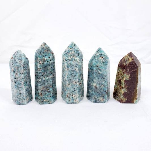 Amazonite Point with Garnet Inclusions
