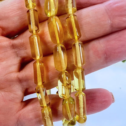 Amber Beaded Bracelet – Delicate 12x5mm Natural Gemstone Jewelry