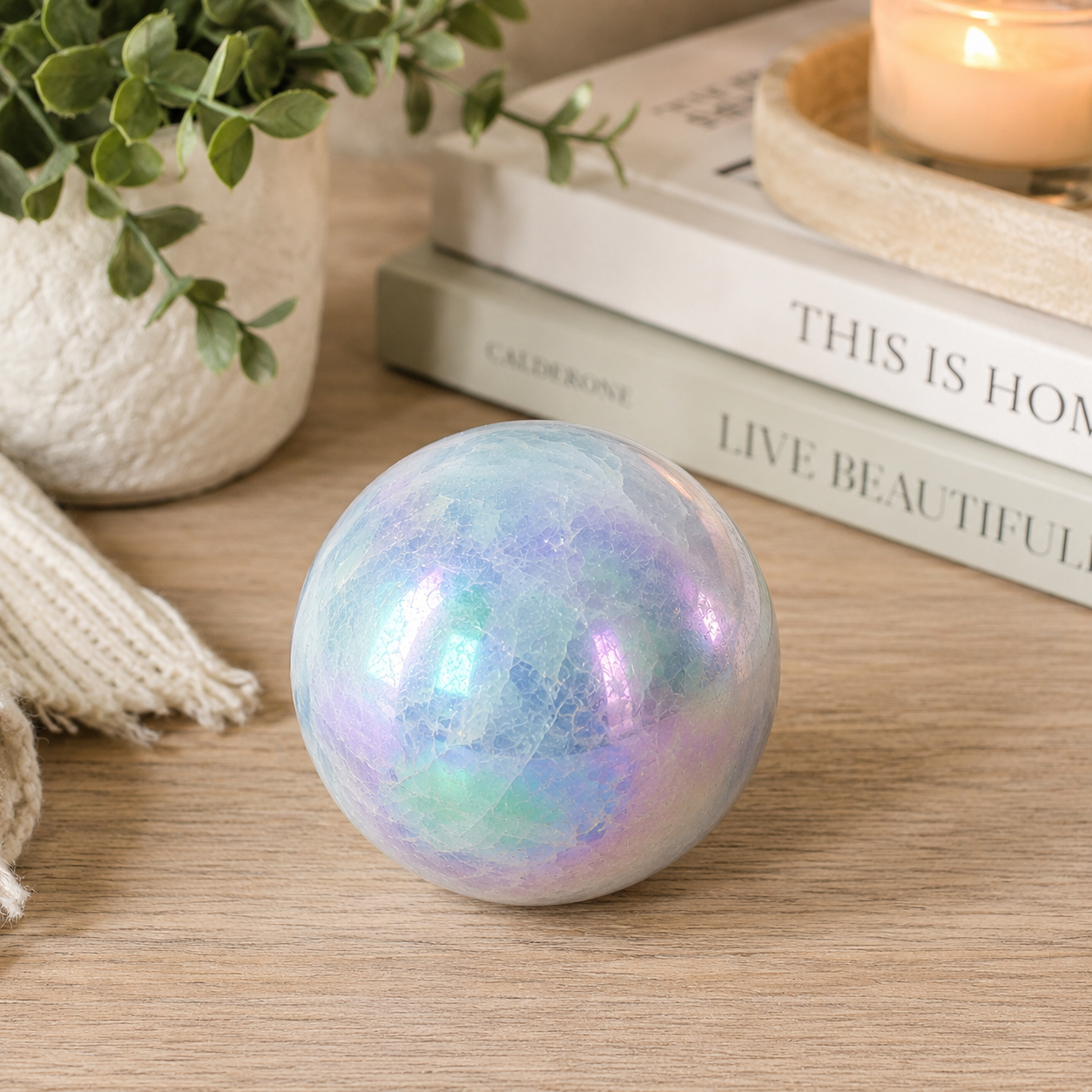 Angel Aura Blue Calcite Sphere for Calm and Emotional Ease