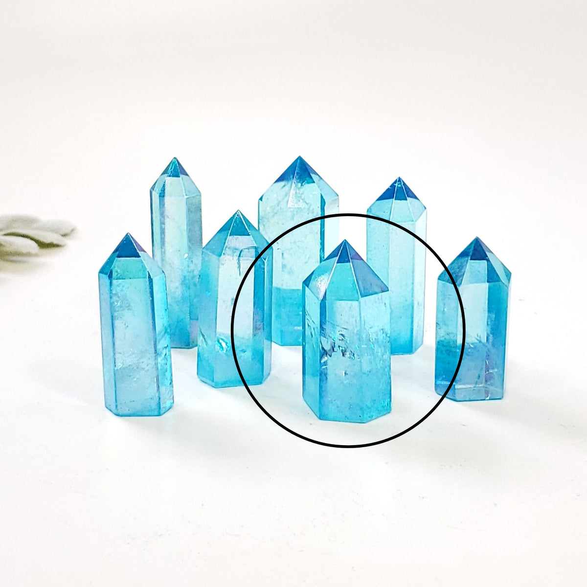 Aqua Aura Quartz Points for Soothing Vibes