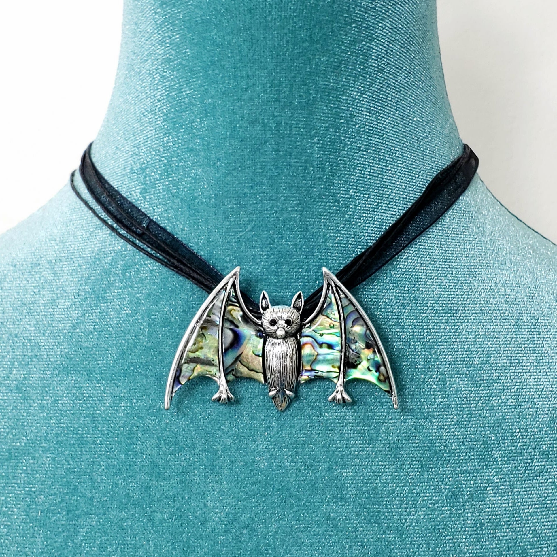 Abalone Shell halloween Goth Necklace