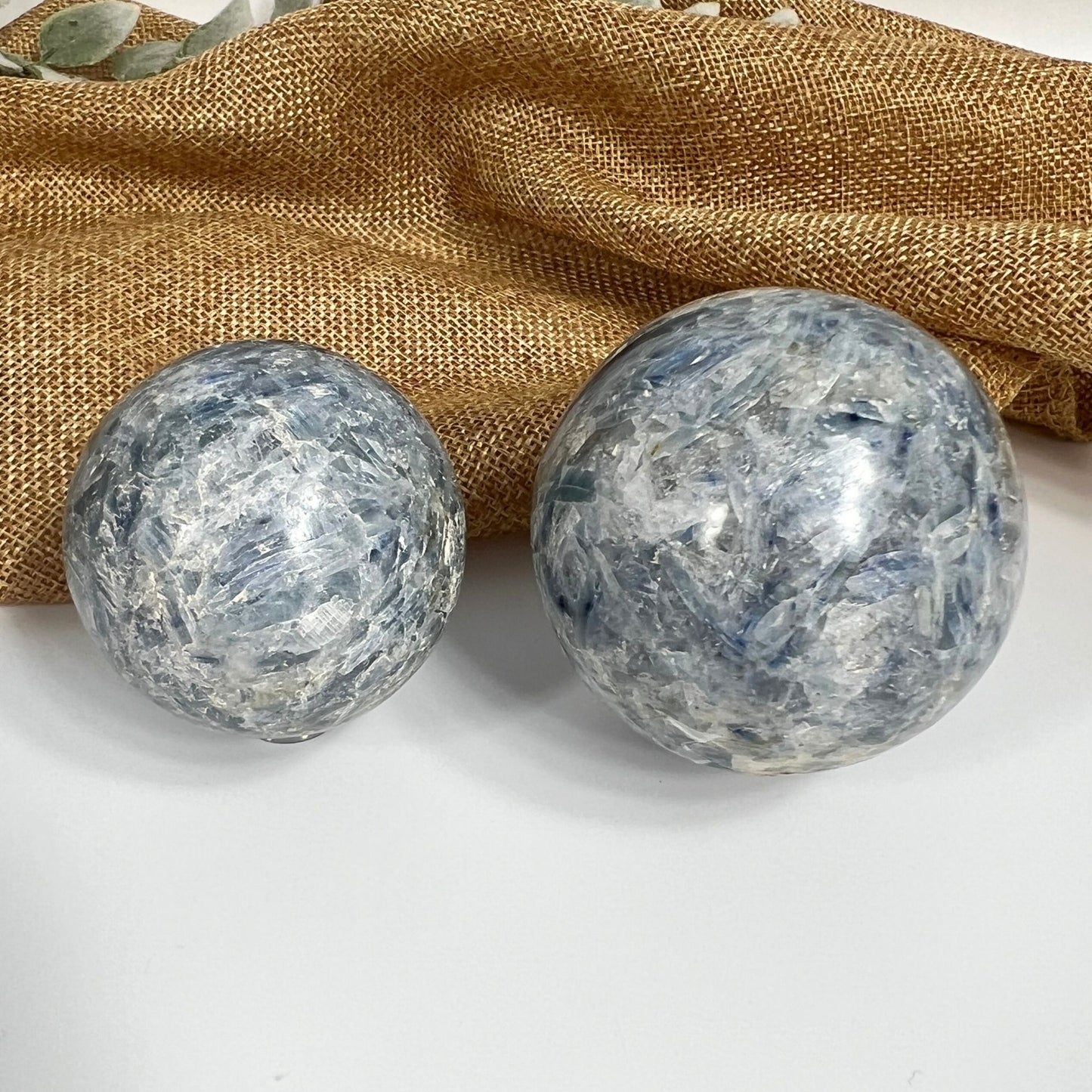 Blue Kyanite Sphere with Garnet Inclusions for Balance, Courage & Energy Flow