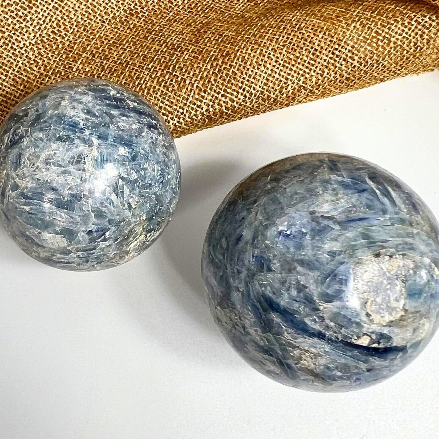Blue Kyanite Sphere with Garnet Inclusions for Balance, Courage & Energy Flow