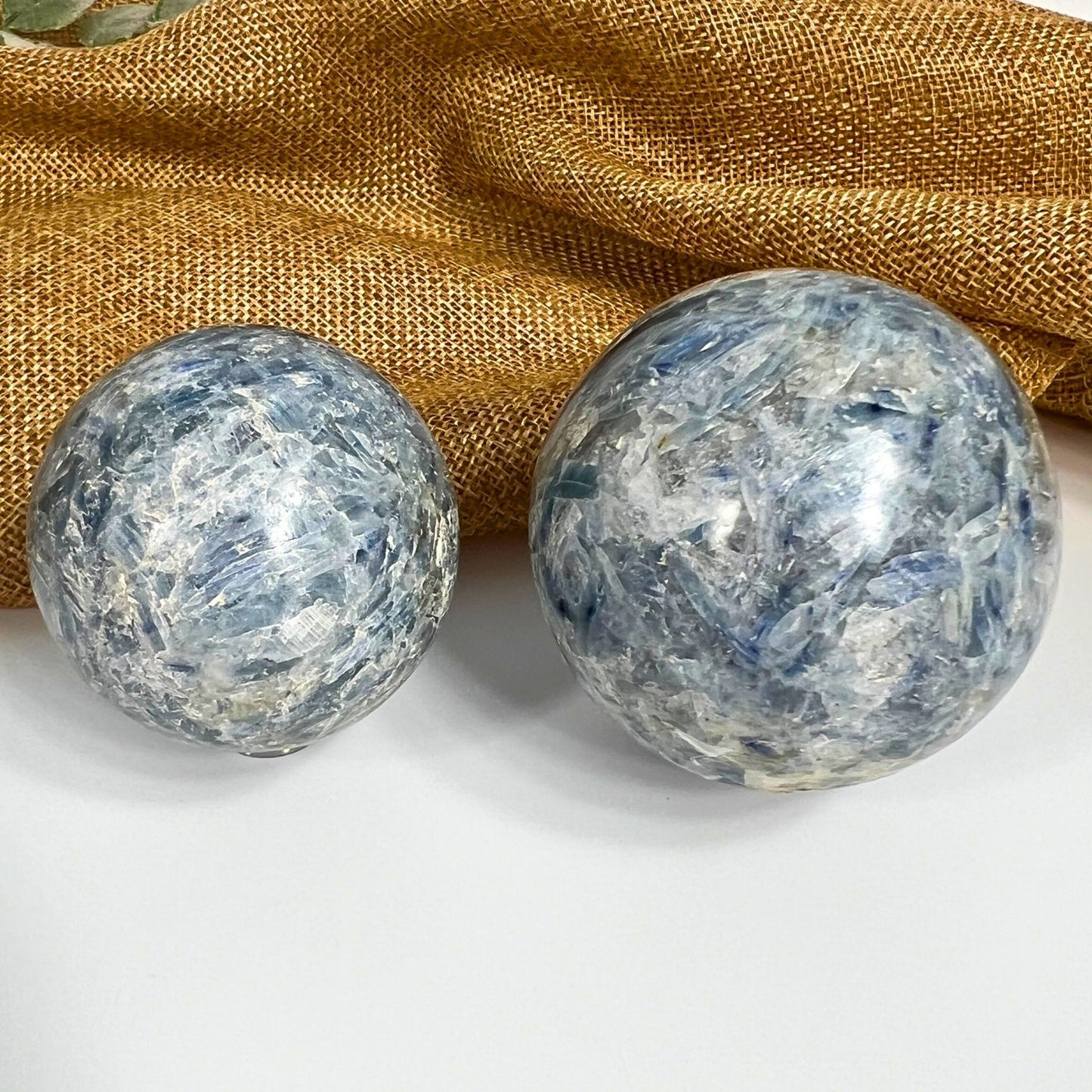 Blue Kyanite Sphere with Garnet Inclusions for Balance, Courage & Energy Flow