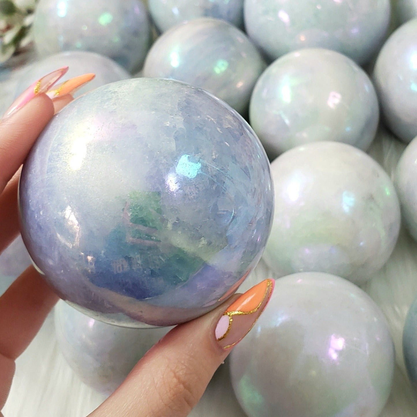 Aura Blue Calcite Spheres