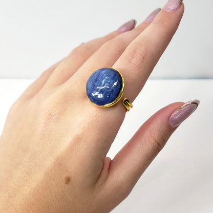Lustrous Blue Kyanite Gold-Filled Cocktail Ring | 21mm Gemstone