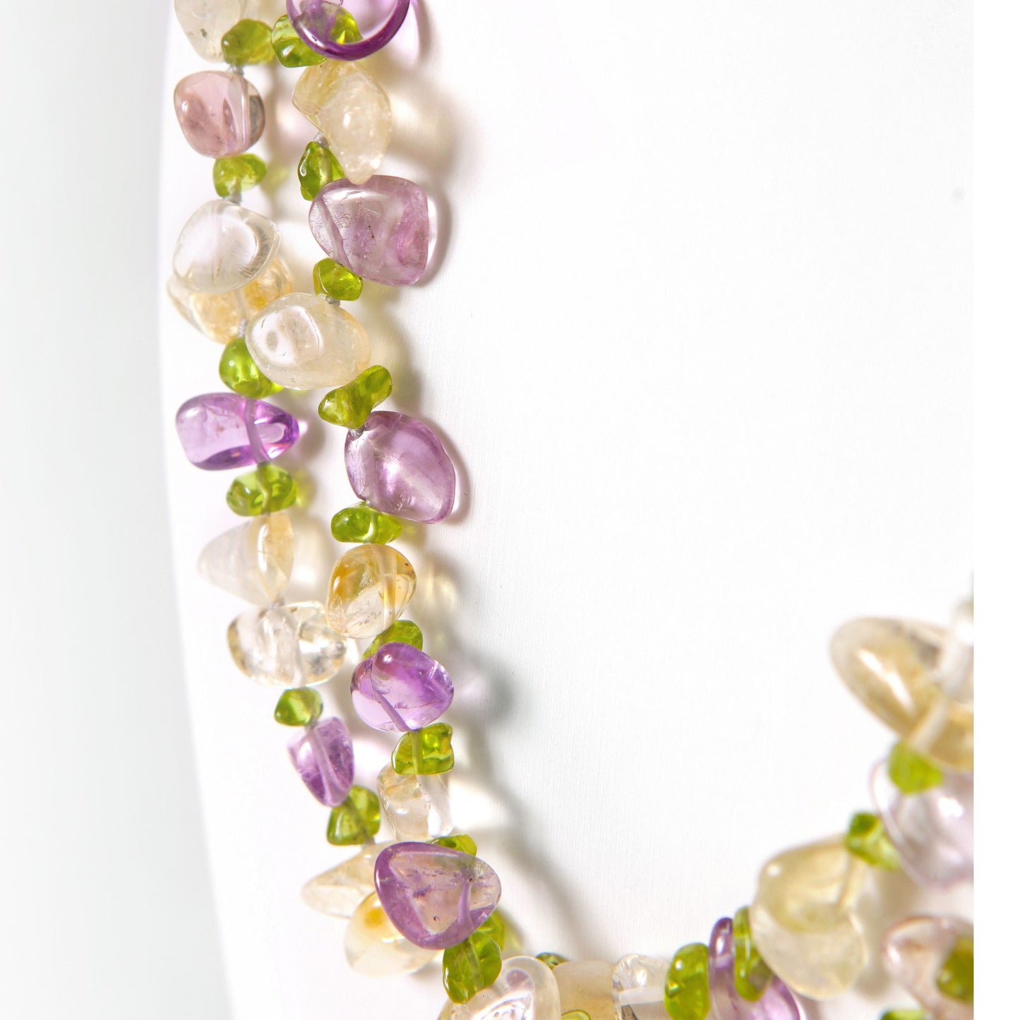 Double Strand Necklace with Citrine, Amethyst and Peridot
