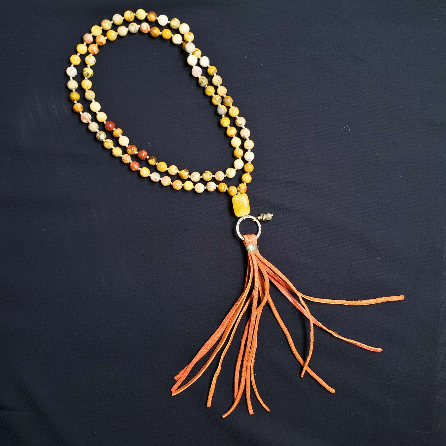 Crazy Lace Agate with Orange Calcite Boho Necklace