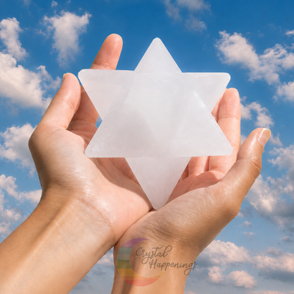 Large Selenite Merkaba Star for Energy Clearing and Protection