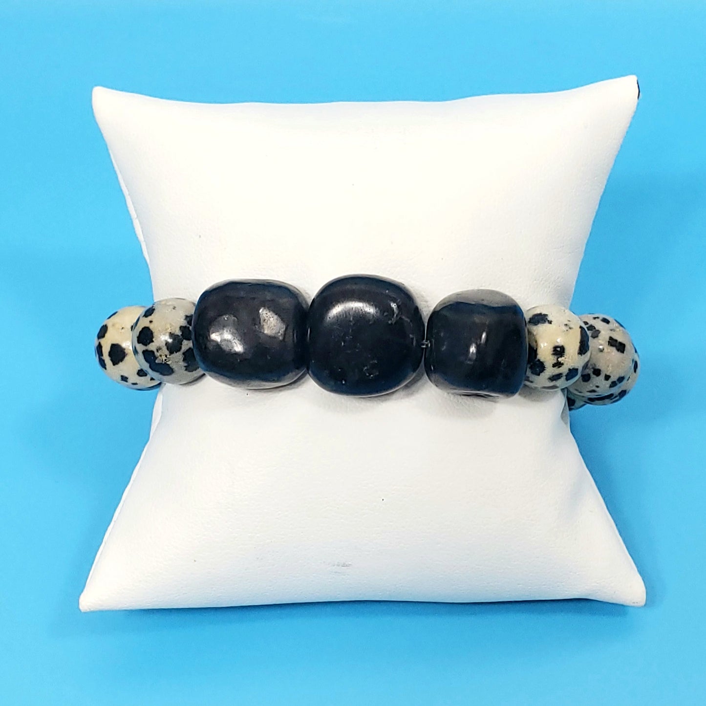 Dalmatian and Shungite Large Stone Bracelet