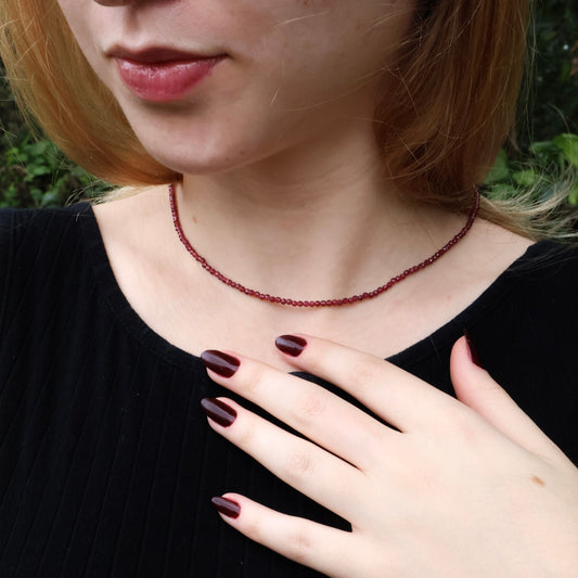 Delicate Sparkling 3mm Garnet Gemstone Necklace