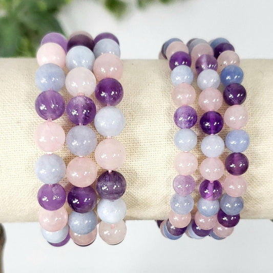 Amethyst, Aquamarine and Rose Quartz Bracelet – For Calm, Clear Communication and Self-Love
