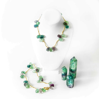 Rainbow Fluorite Crystal Fashion Necklace