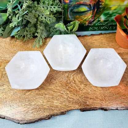 Small Selenite Hexagon Bowl for Jewelry and Calm Space