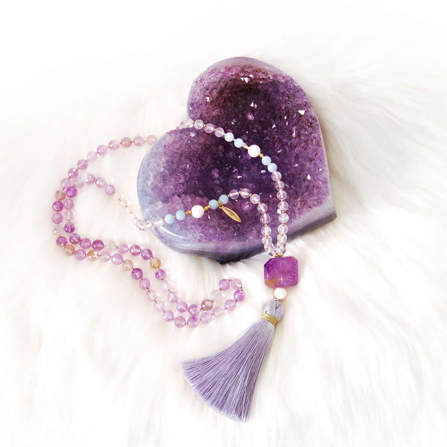 Ametrine Gemstone Mala for Peace and Harmony
