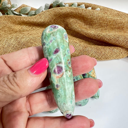 Ruby Zoisite Mini Crystal Wand for Vitality, Balance & Heart Energy