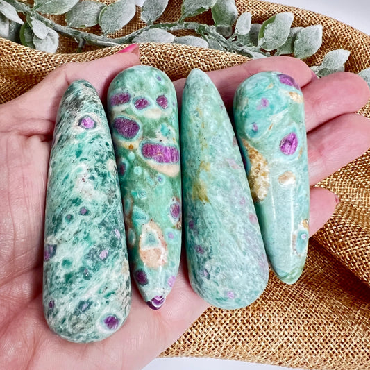 Ruby Zoisite Mini Crystal Wand for Vitality, Balance & Heart Energy