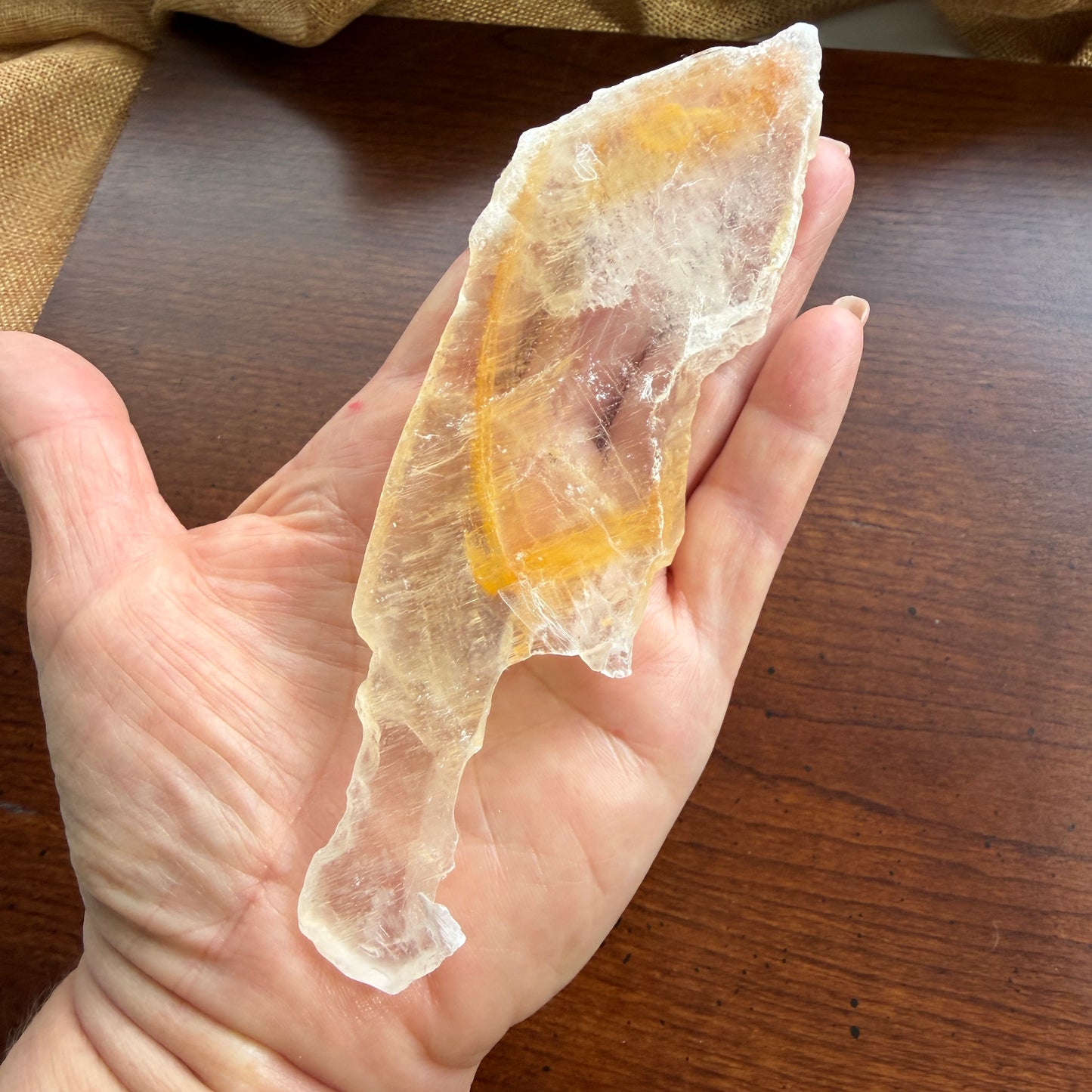 Phantom Golden Healer Selenite – A Natural Crystal of Transformation, Protection, and Inner Light
