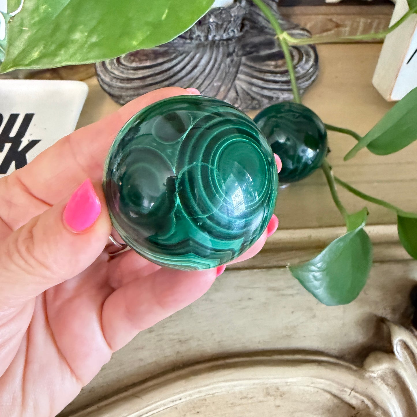 Malachite Sphere for Transformation and Protection