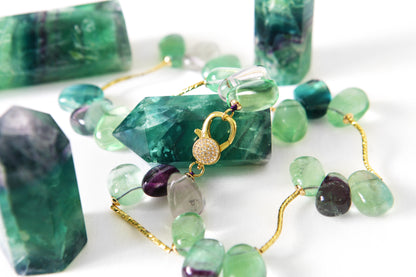 Rainbow Fluorite Crystal Fashion Necklace