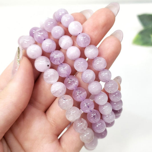 Kunzite 8mm Beaded Bracelet for Emotional Balance and Self-Love