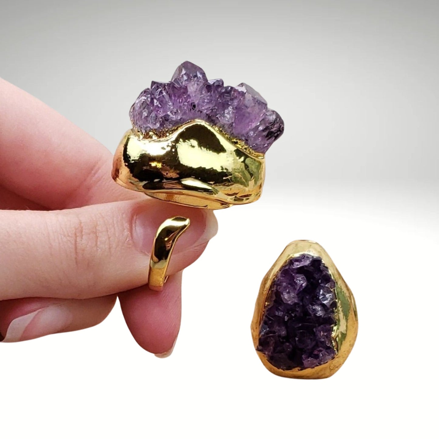 Calm Anxiety with Amethyst Cluster Ring