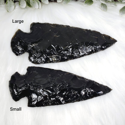 Large Black Obsidian Arrowhead for Protection and Grounding