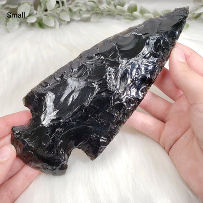 Large Black Obsidian Arrowhead for Protection and Grounding