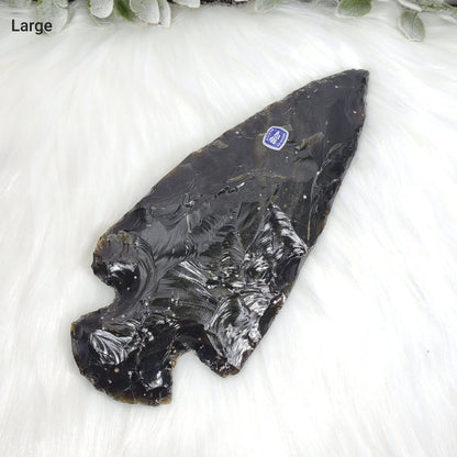Large Black Obsidian Arrowhead for Protection and Grounding