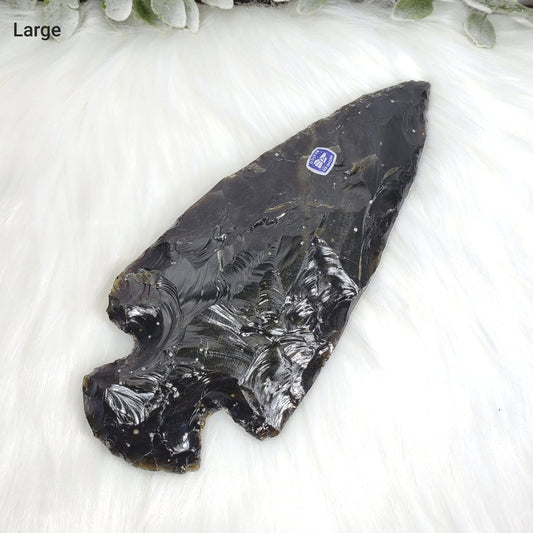 Large Black Obsidian Arrowhead for Protection and Grounding