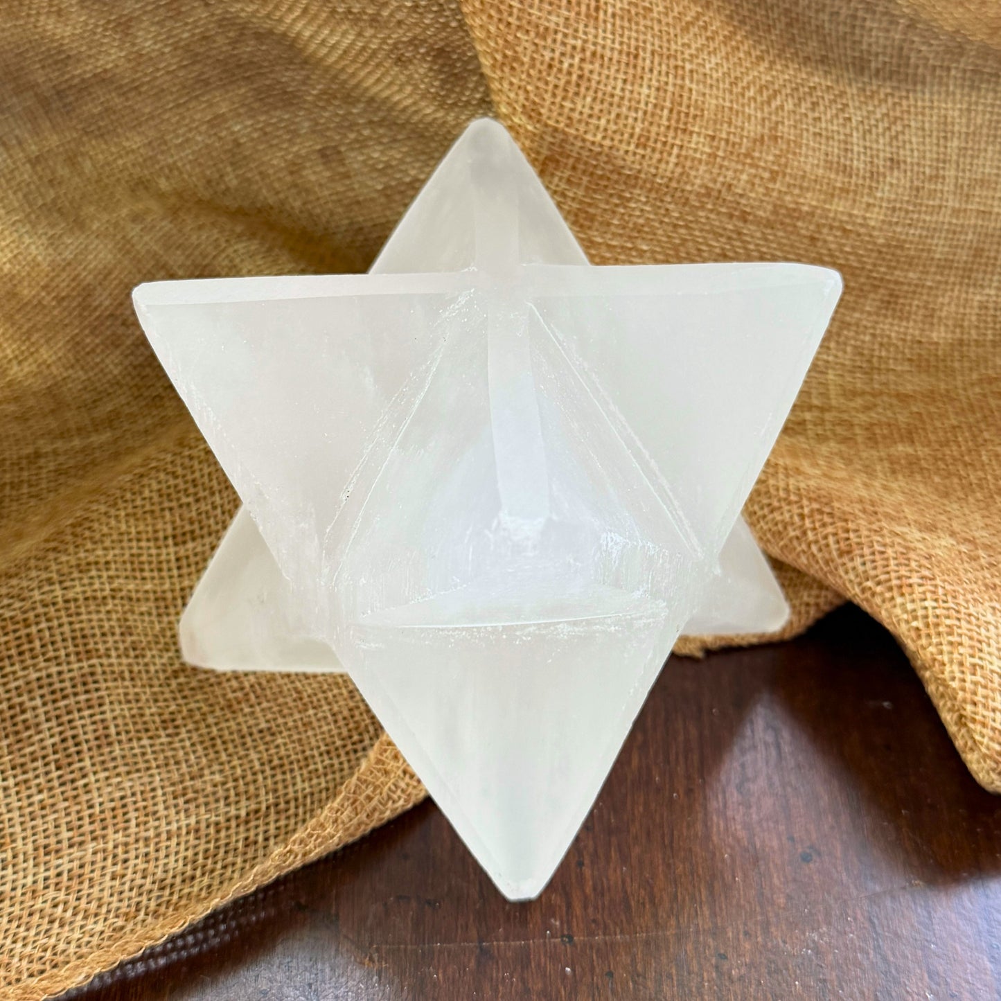 Large Selenite Merkaba Star for Energy Clearing and Protection
