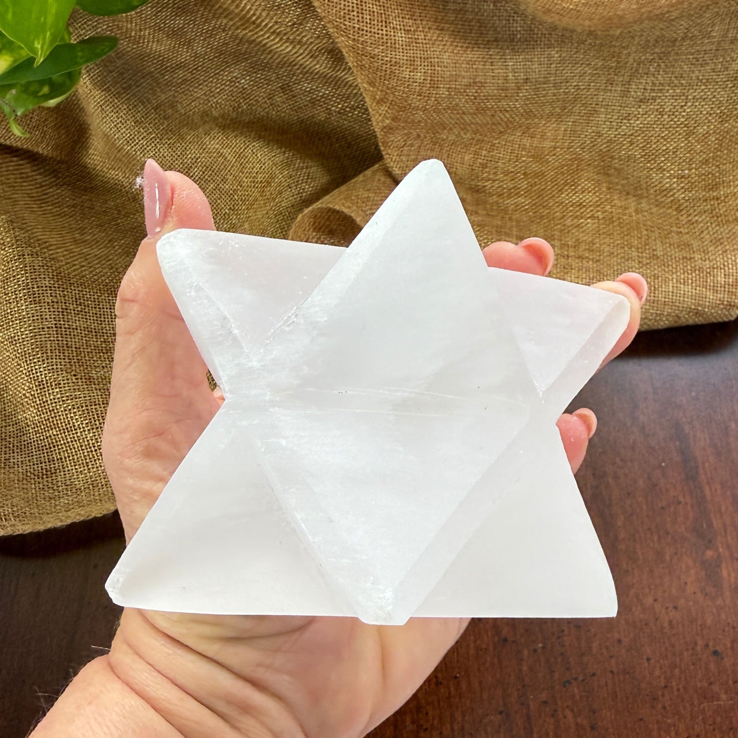 Large Selenite Merkaba Star for Energy Clearing and Protection