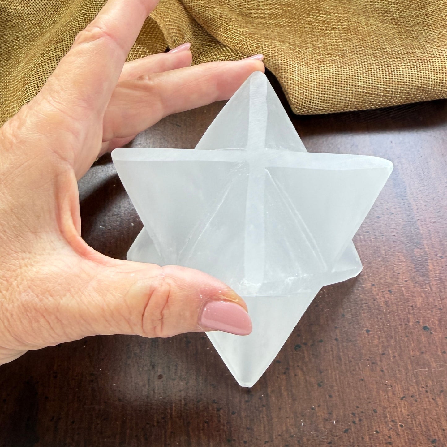 Large Selenite Merkaba Star for Energy Clearing and Protection