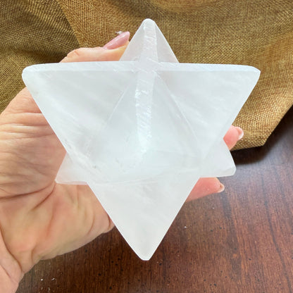 Large Selenite Merkaba Star for Energy Clearing and Protection