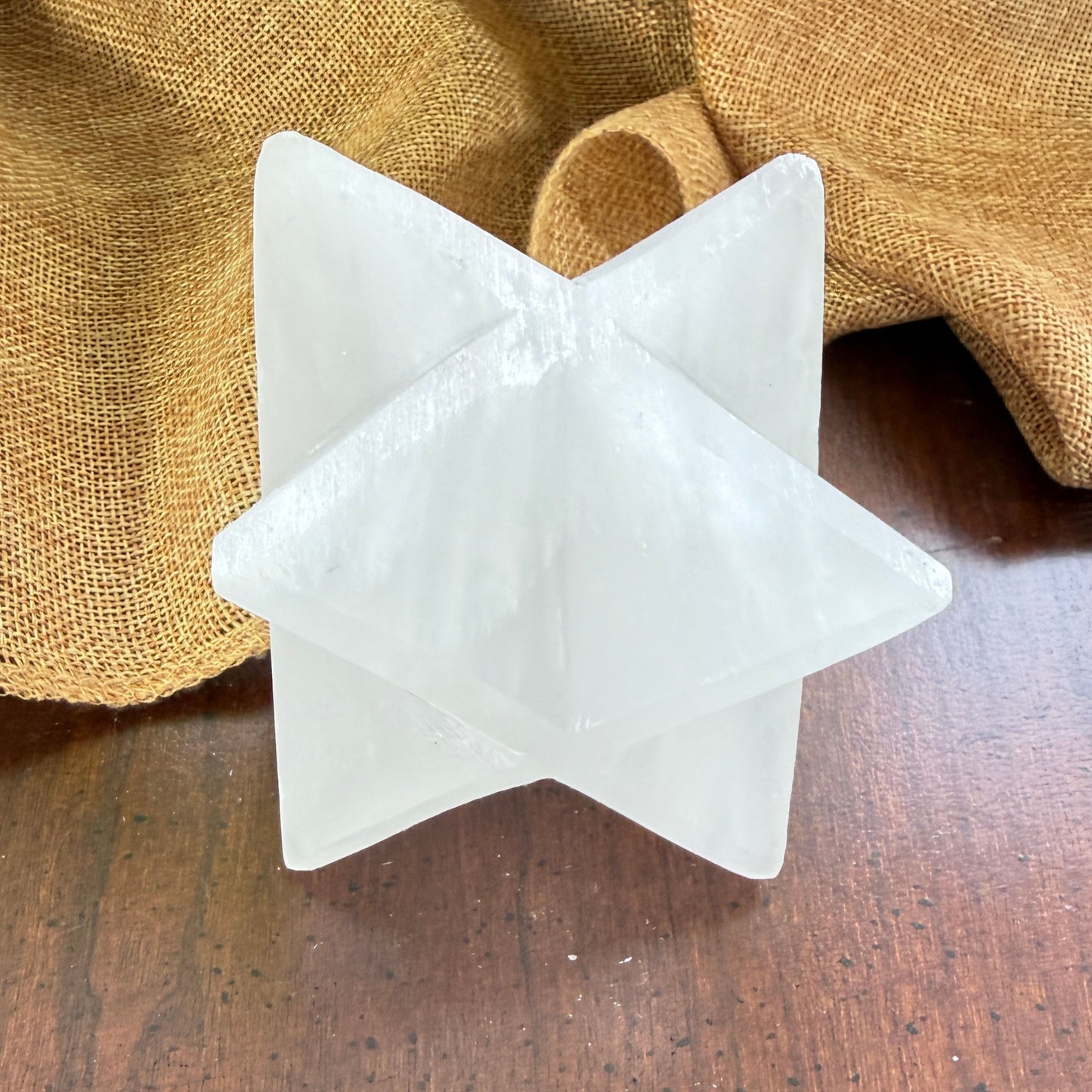 Large Selenite Merkaba Star for Energy Clearing and Protection