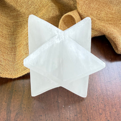 Large Selenite Merkaba Star for Energy Clearing and Protection