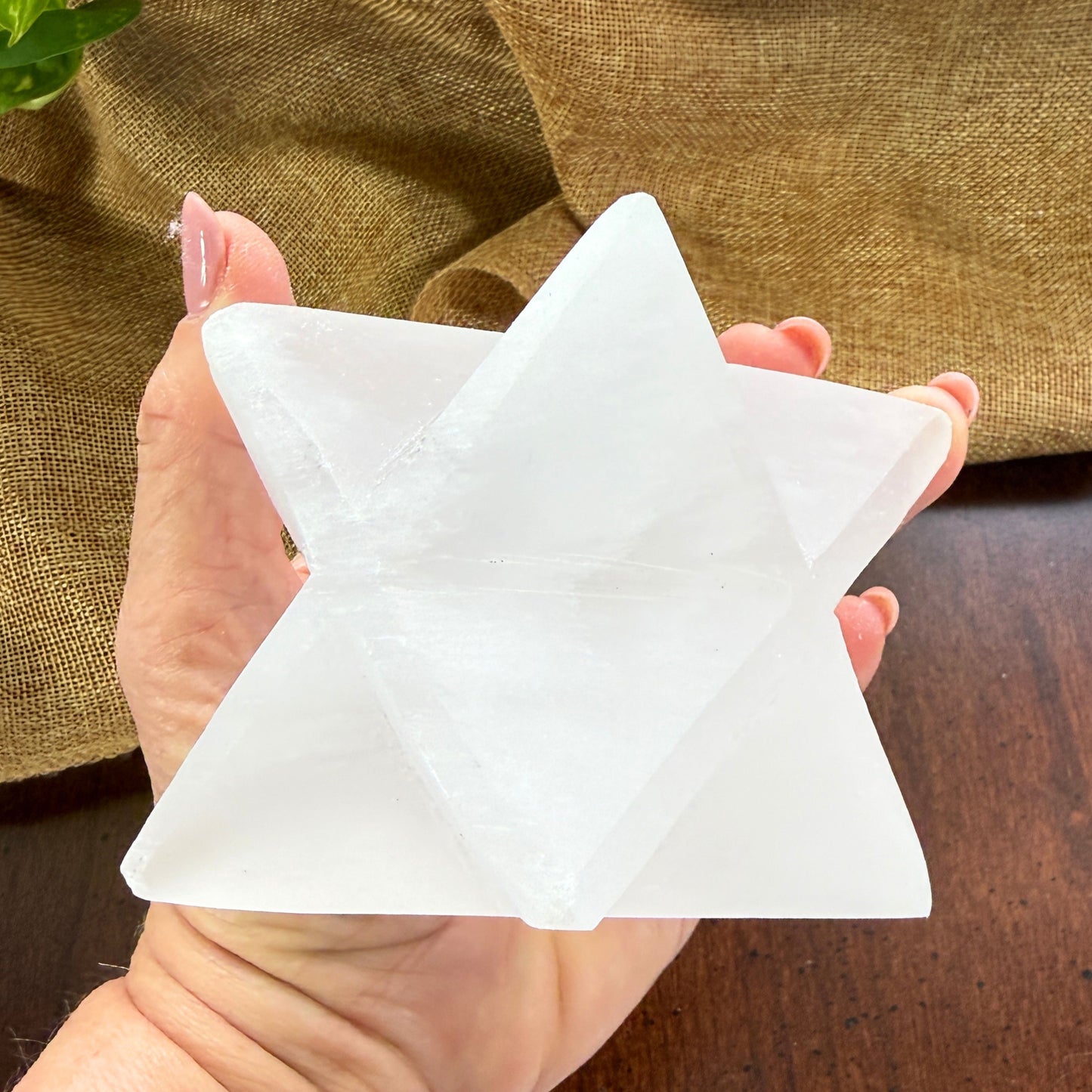 Large Selenite Merkaba Star for Energy Clearing and Protection