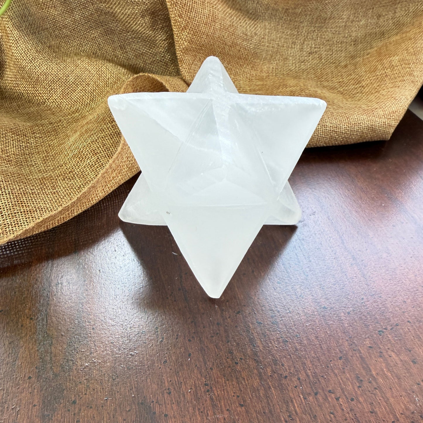 Large Selenite Merkaba Star for Energy Clearing and Protection