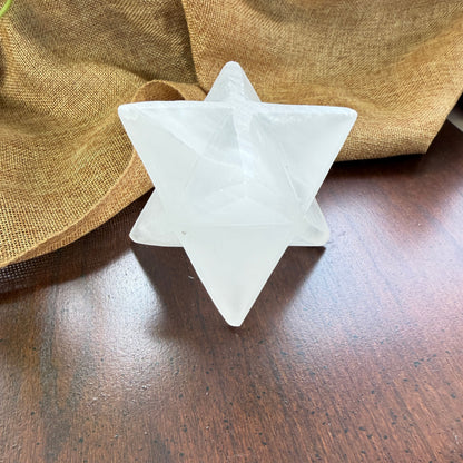 Large Selenite Merkaba Star for Energy Clearing and Protection