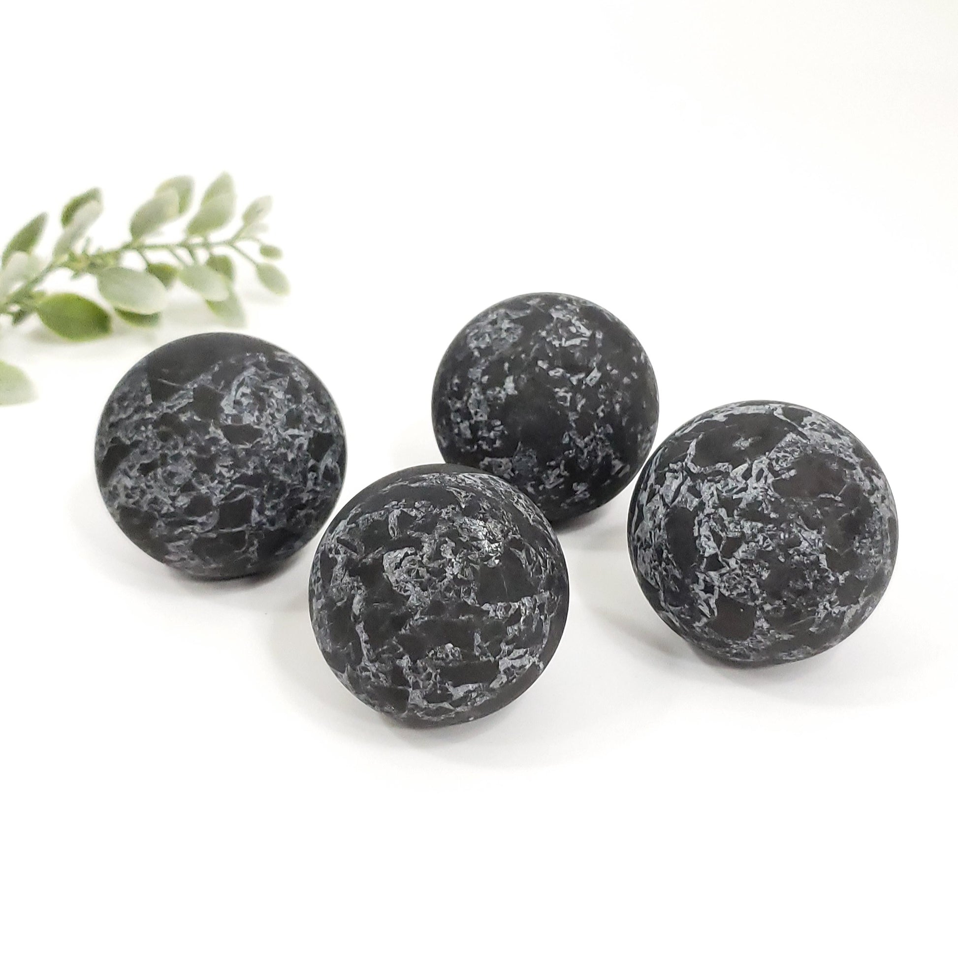 Matte Shungite Spheres with Quartz for Grounding and Protection
