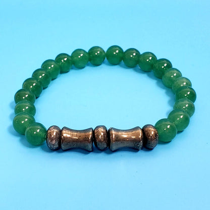Men's Prosperity Bracelet - Green Aventurine and Pyrite Crystals