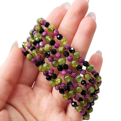 Peridot, Ruby and Black Spinel Bracelet for Confidence and Grounding