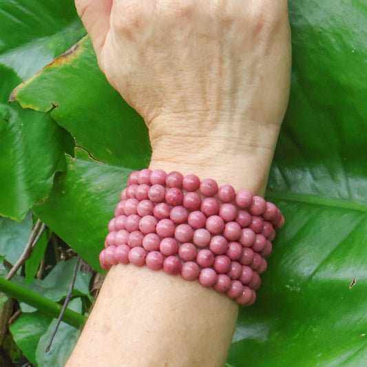 8mm Pink Rhodonite Crystal Bracelet